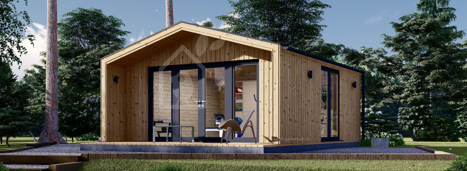 Domek ogrodowy drewniany PIA S (34 mm + elewacja), 5x5 m, 25 m² visualization 1