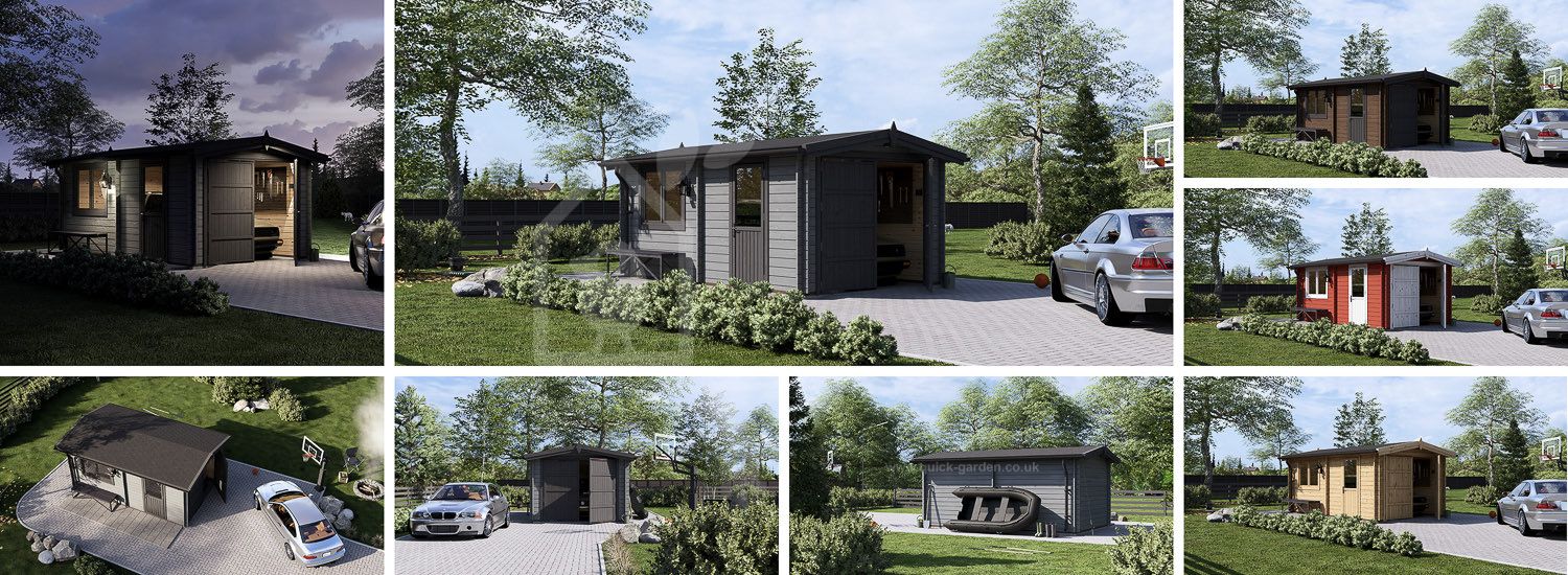 Garaż drewniany CLASSIC (34 mm), 3,2x5,2 m, 16 m² visualization 1
