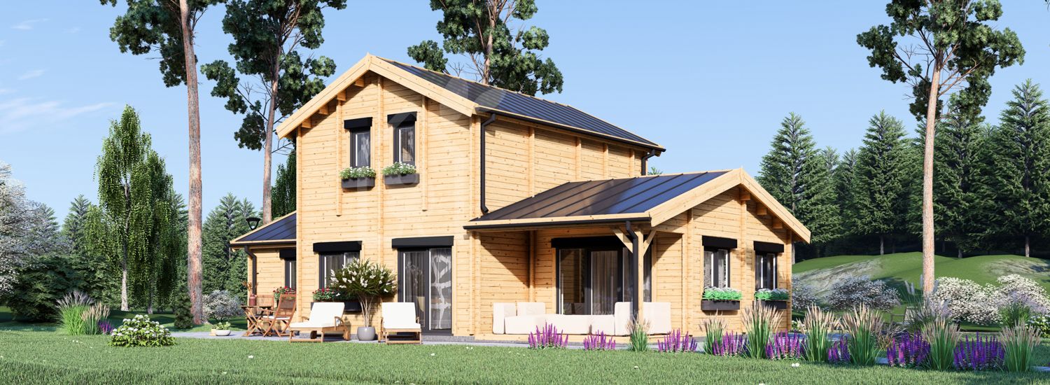 Dom drewniany letniskowy HOLLAND S (66 mm), 113 m² - z tarasem 16 m² visualization 1