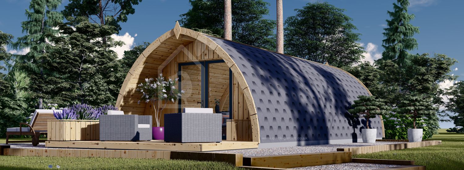 Domek letniskowy drewniany BRETA z sypialnią na dwa łóżka (44 mm), 4x8 m, 32 m² visualization 1