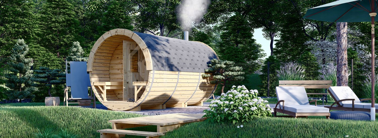 Sauna ogrodowa beczka HELGA 35 (46 mm), 3.5 m, ⌀ 1.97 m visualization 1