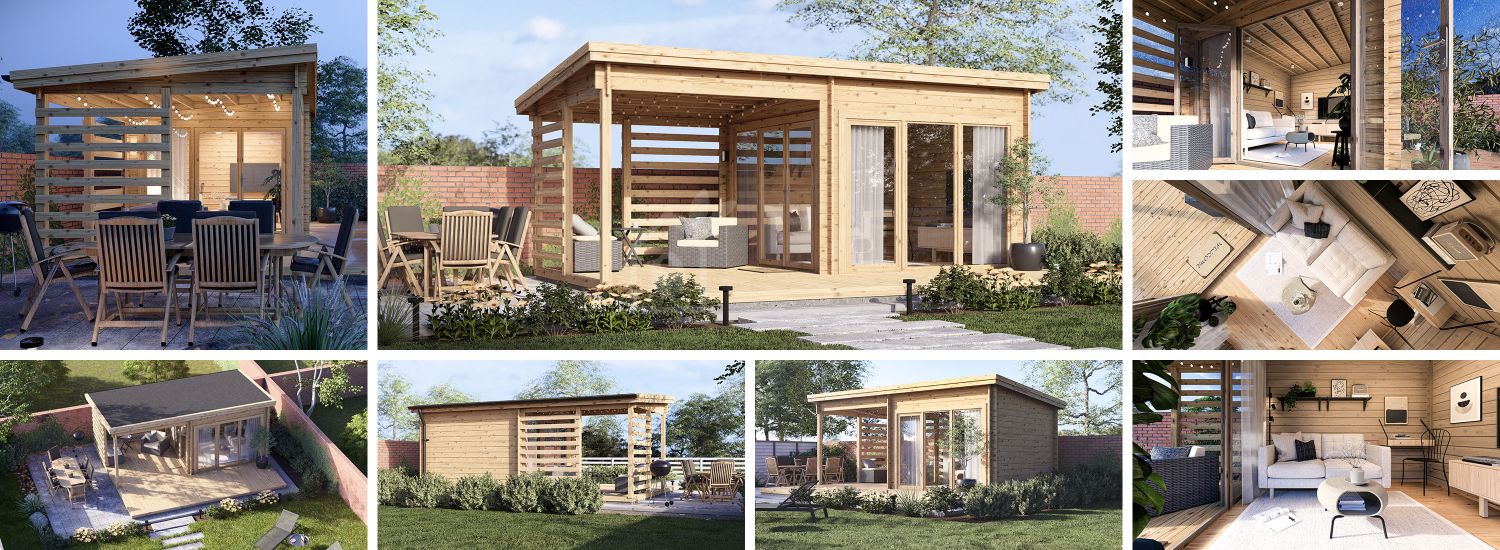 Domek ogrodowy drewniany EVA (34 mm), 6x3 m, 8 m² visualization 1