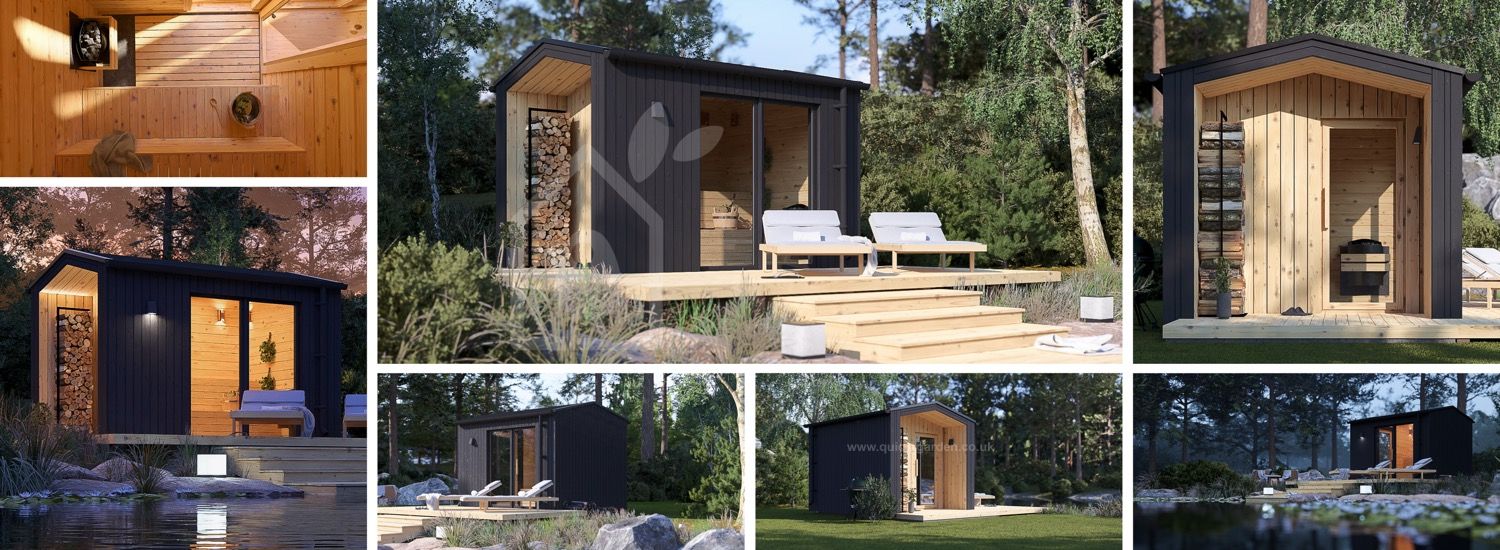 Sauna ogrodowa zewnętrzna SERENE (34 mm + elewacja), 3.3x2.5 m, 4.95 m² visualization 1
