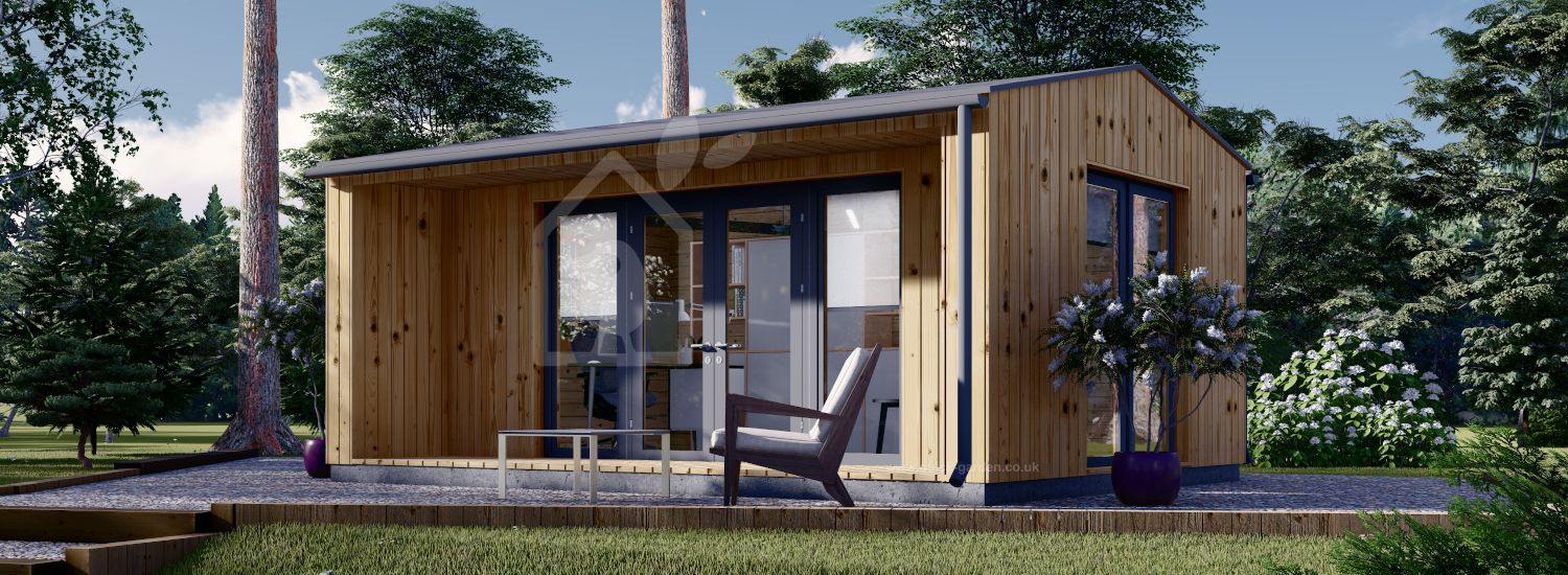 Domek ogrodowy drewniany TINA (34 mm + elewacja, z izolacją), 5,5 x 4 m, 16,5 m² visualization 1