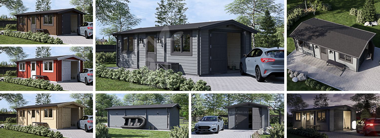 Garaż drewniany CLASSIC (44 mm), 4x7,5 m, 30 m² visualization 1