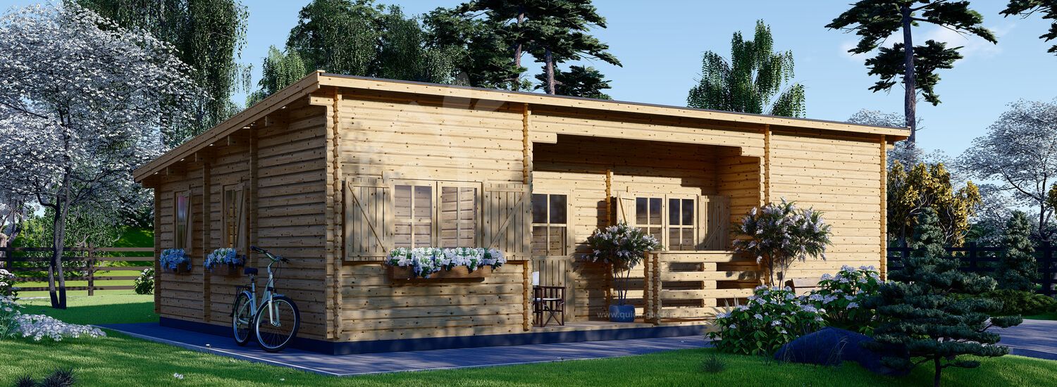 Dom drewniany letniskowy UZES F (44 mm), 70 m² visualization 1