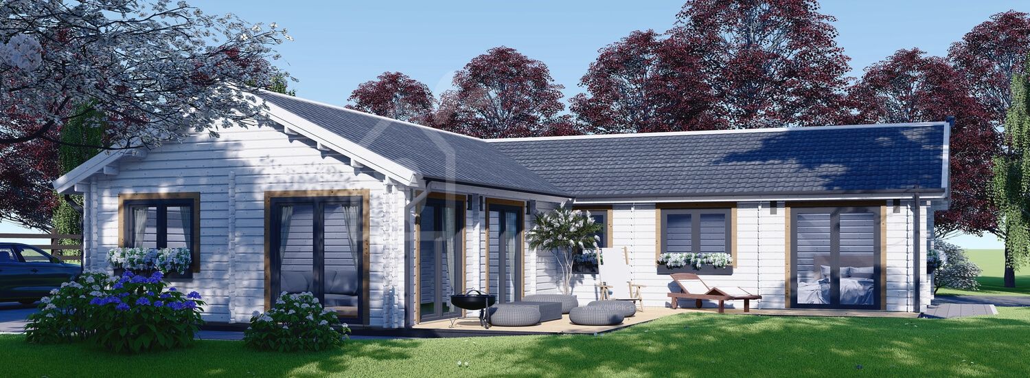 Dom drewniany letniskowy PAULA (44+44 mm), 129 m² visualization 1