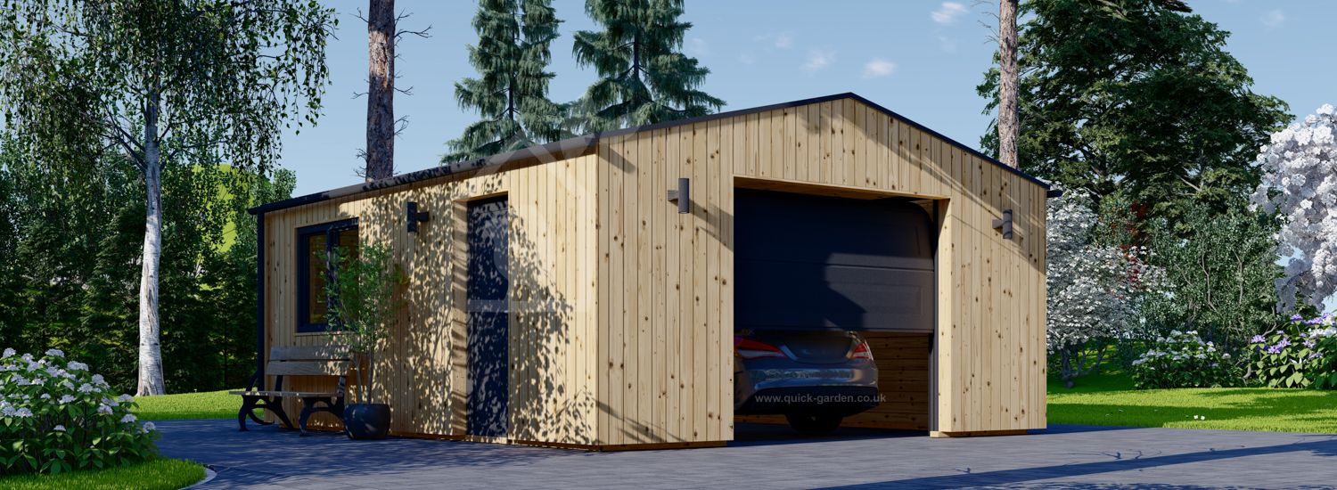 Garaż drewniany SILVIA (34 mm + elewacja), 5x6 m, 30 m² visualization 1