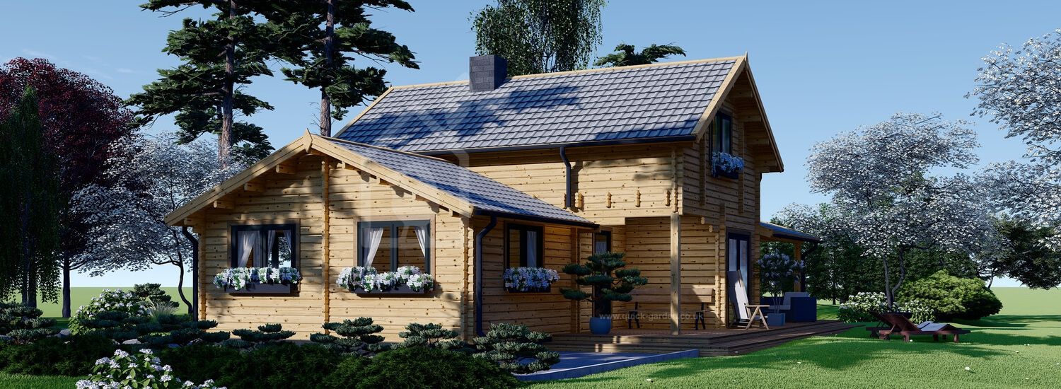 Dom drewniany letniskowy HOLLAND (66 mm), 113 m² - z tarasem 13 m² visualization 1