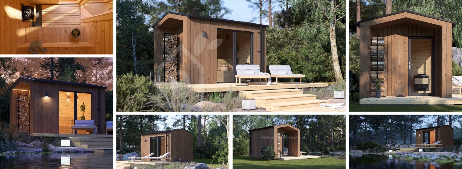 Sauna ogrodowa zewnętrzna SERENE (34 mm + elewacja), 3.3x2.5 m, 4.95 m² visualization 1
