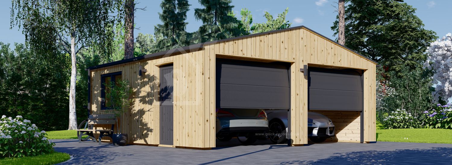 Garaż drewniany dwustanowiskowy SILVIA DUO (34 mm + elewacja), 6x6 m, 36 m² visualization 1
