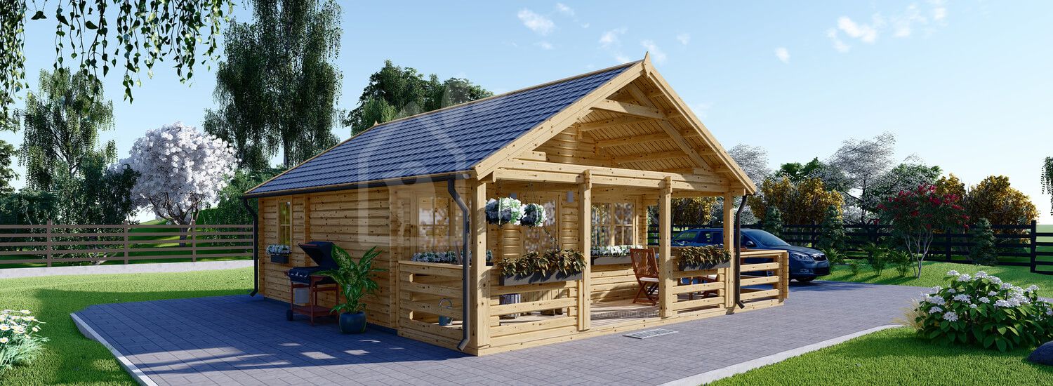 Domek letniskowy całoroczny ANGERS (44+44 mm, z izolacją PLUS), 36 m² - z tarasem 19 m² visualization 1