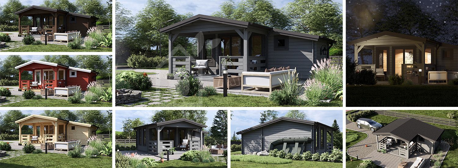 Domek ogrodowy drewniany ISLA (34 mm), 6x5 m, 18 m² - z tarasem 7 m² visualization 1