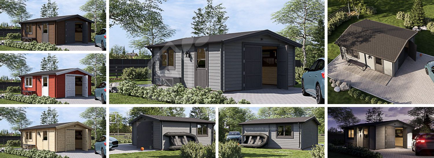 Garaż drewniany CLASSIC (44 mm), 5x6 m, 30 m² visualization 1