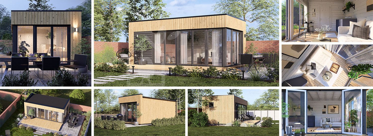 Domek ogrodowy drewniany INES (34 mm + elewacja, z izolacją), 6x3 m, 18 m² visualization 1