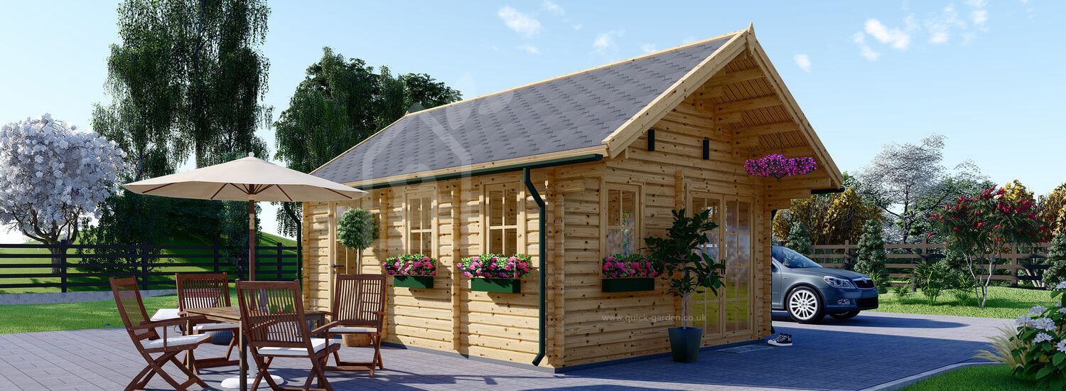 Domek letniskowy drewniany SCOOT (44 mm), 4,5 x 6 m, 27 m² - z antresolą 9 m² visualization 1