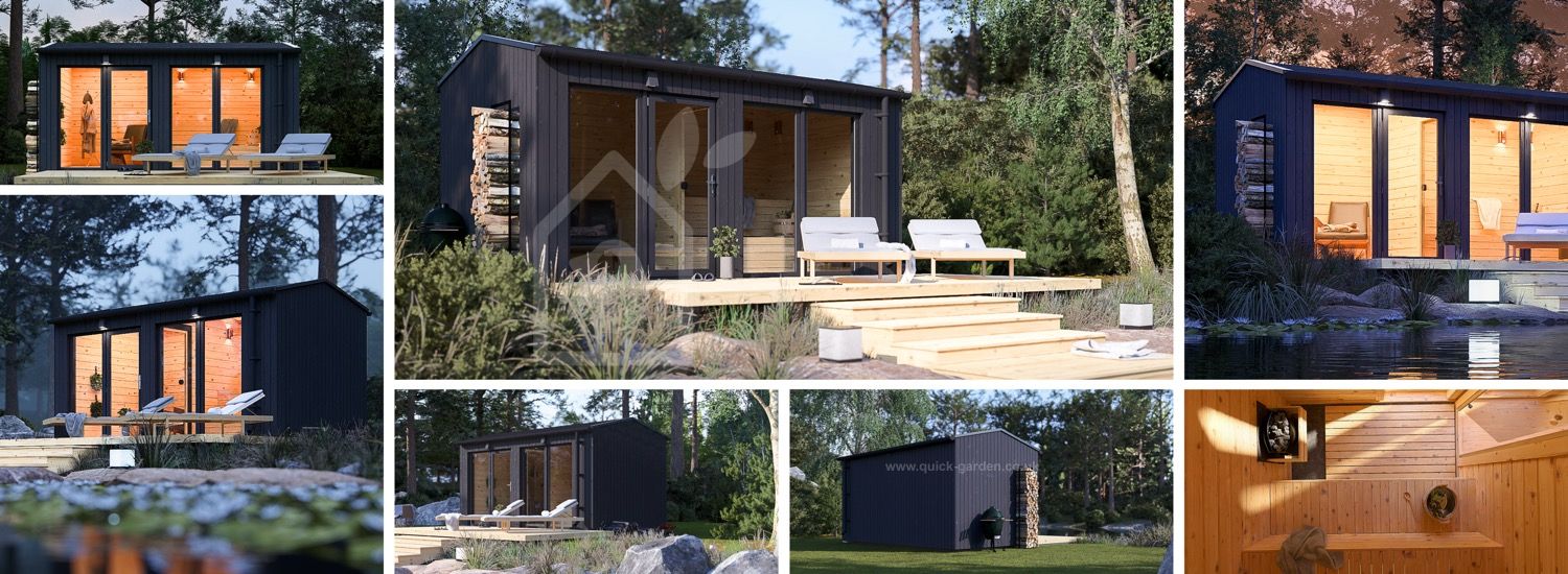 Sauna ogrodowa zewnętrzna SERENE (34 mm + elewacja), 4.5x2.5 m, 5 m² visualization 1