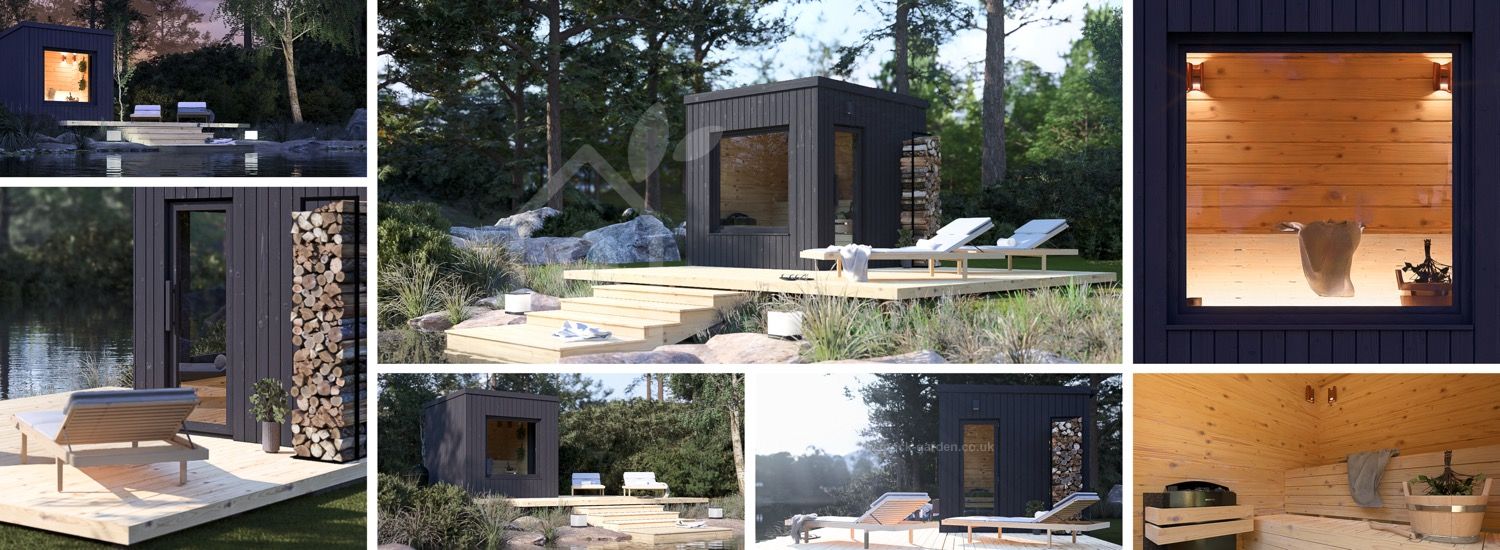 Sauna ogrodowa zewnętrzna OKO (34 mm + elewacja), 2.3x2.3 m, 4.1 m² visualization 1