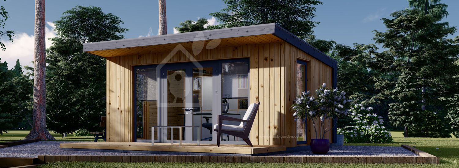 Domek ogrodowy drewniany EVELIN (34 mm + elewacja, z izolacją), 5x3 m, 15 m² visualization 1