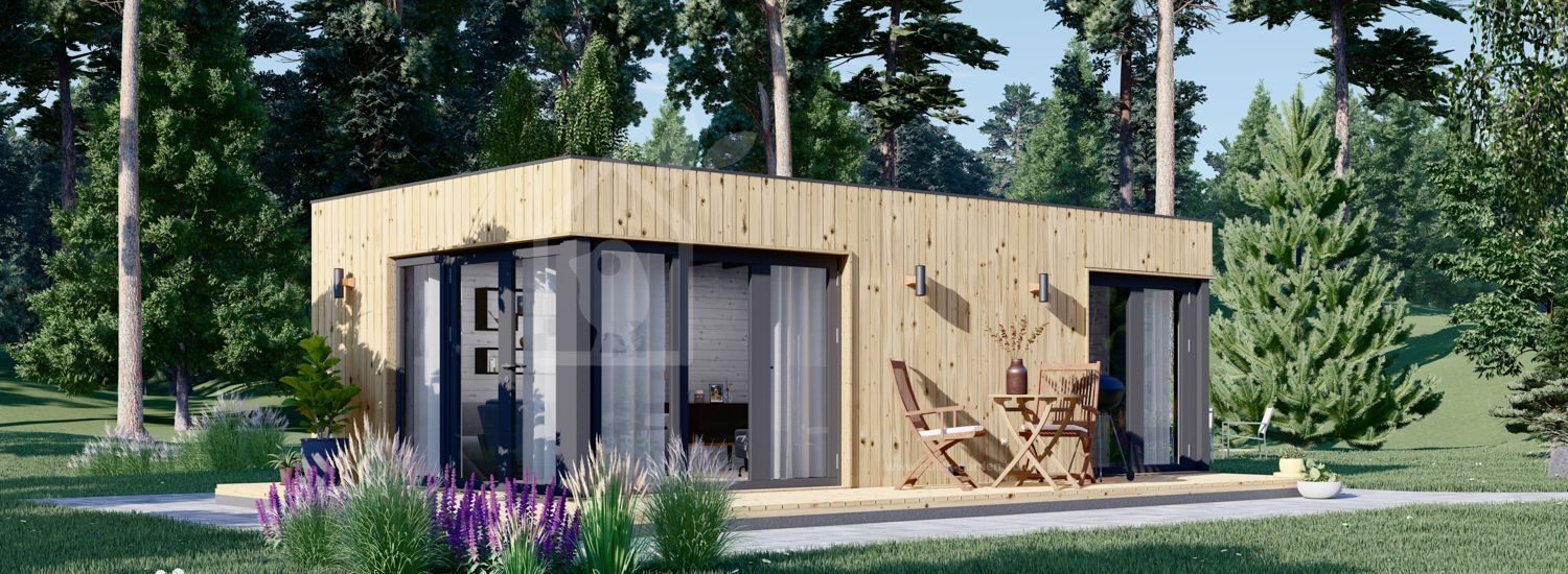 Domek letniskowy drewniany PREMIUM (34 mm + elewacja), 7,5 x 4 m, 30 m² visualization 1