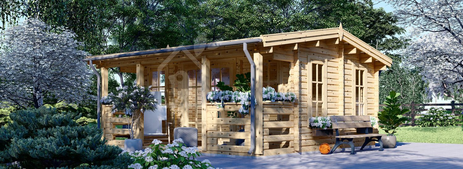 Domek ogrodowy drewniany ROYAL (44 + 44 mm, z izolacją PLUS), 5x5 m, 25 m² visualization 1