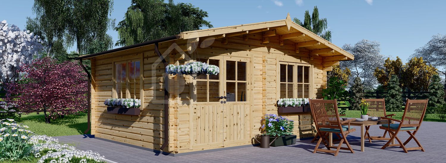 Domek ogrodowy drewniany LILLE (44+44 mm, z izolacją), 4x5 m, 20 m² visualization 1