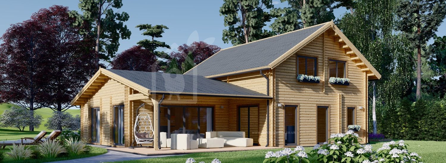 Dom drewniany całoroczny DARLA (44+44 mm, z izolacją), 180 m² visualization 1