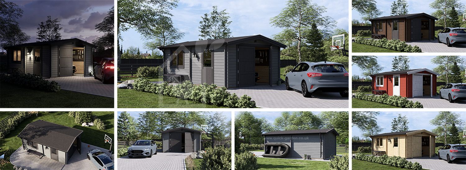 Garaż drewniany CLASSIC (34 mm), 4x6 m, 24 m² visualization 1