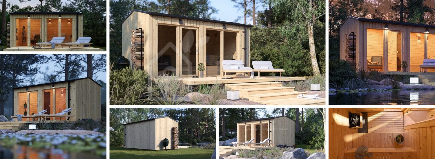 Sauna ogrodowa zewnętrzna SERENE (34 mm + elewacja), 4.5x2.5 m, 5 m² visualization 1