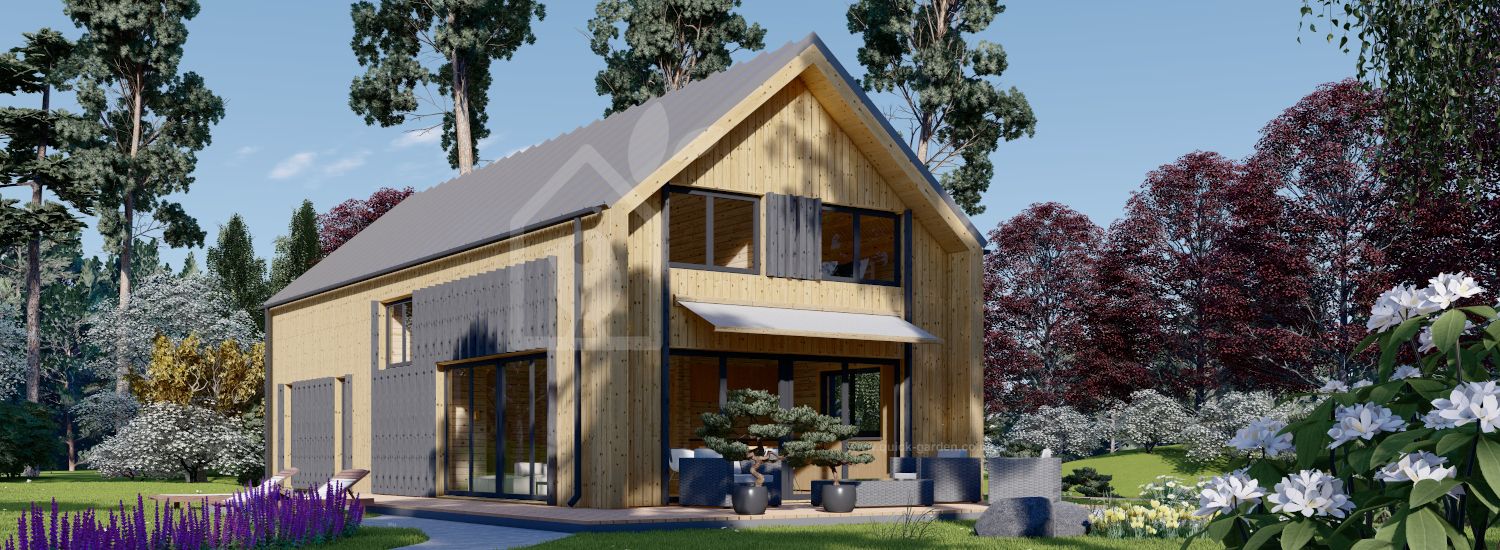 Dom drewniany letniskowy INGRID (44 mm + elewacja), 170 m² visualization 1