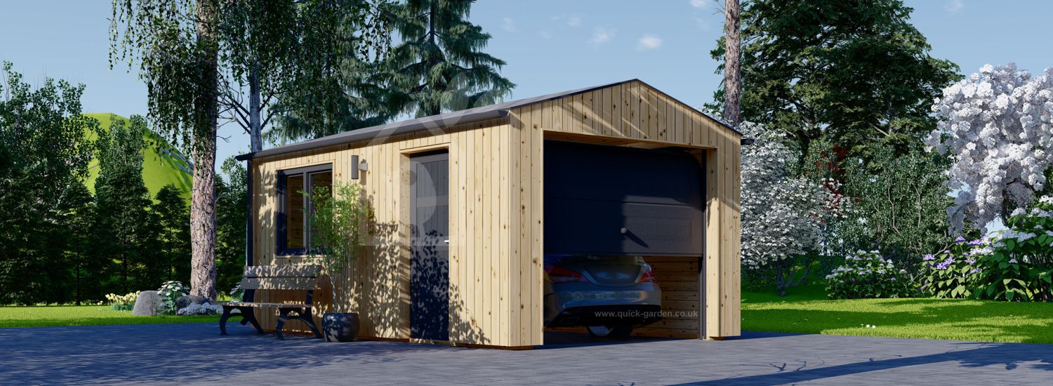 Garaż drewniany SILVIA (34 mm + elewacja), 3,2x5,2 m, 16,6 m² visualization 1