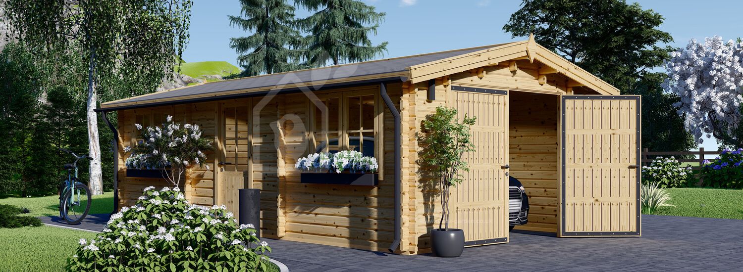 Garaż drewniany CLASSIC (44 mm), 4x7,5 m, 30 m² visualization 1
