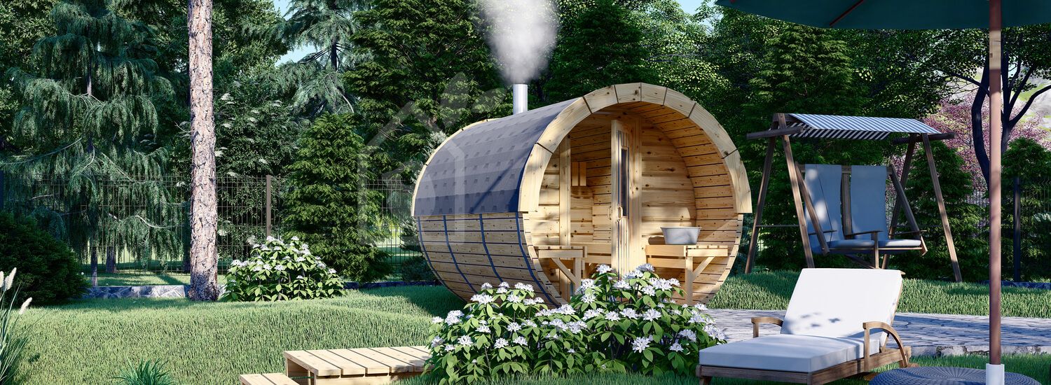 Sauna ogrodowa beczka HELGA 30 (46 mm), 3.0 m, ⌀ 1.97 m visualization 1