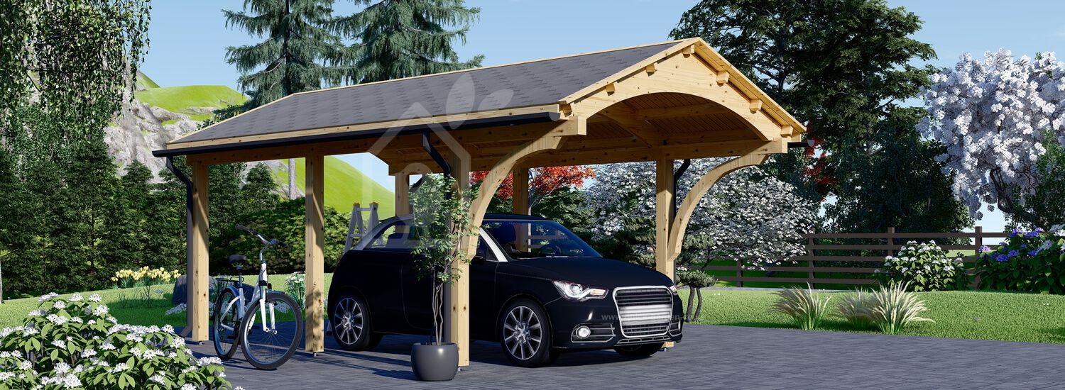 Wiata garażowa drewniana na 1 samochód BETSY 3,6x6 m visualization 1