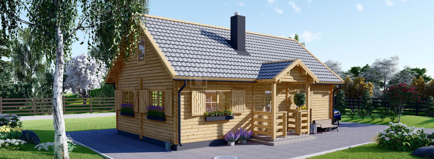 Dom drewniany całoroczny EMMA (44+44 mm, z izolacją), 70 m² visualization 1