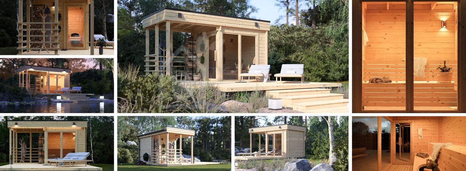 Sauna ogrodowa zewnętrzna FREJA (44 mm), 4.5x2.5 m, 4.85 m² visualization 1