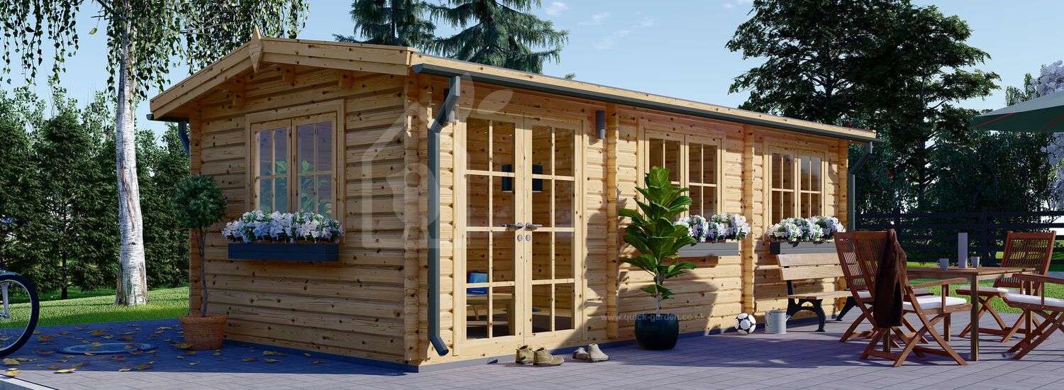 Domek ogrodowy drewniany ELEONORA (44 mm), 6,6 x 3 m, 20 m² visualization 1