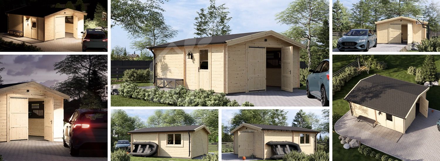 Garaż drewniany CLASSIC S (44 mm), 5x6 m, 30 m² visualization 1