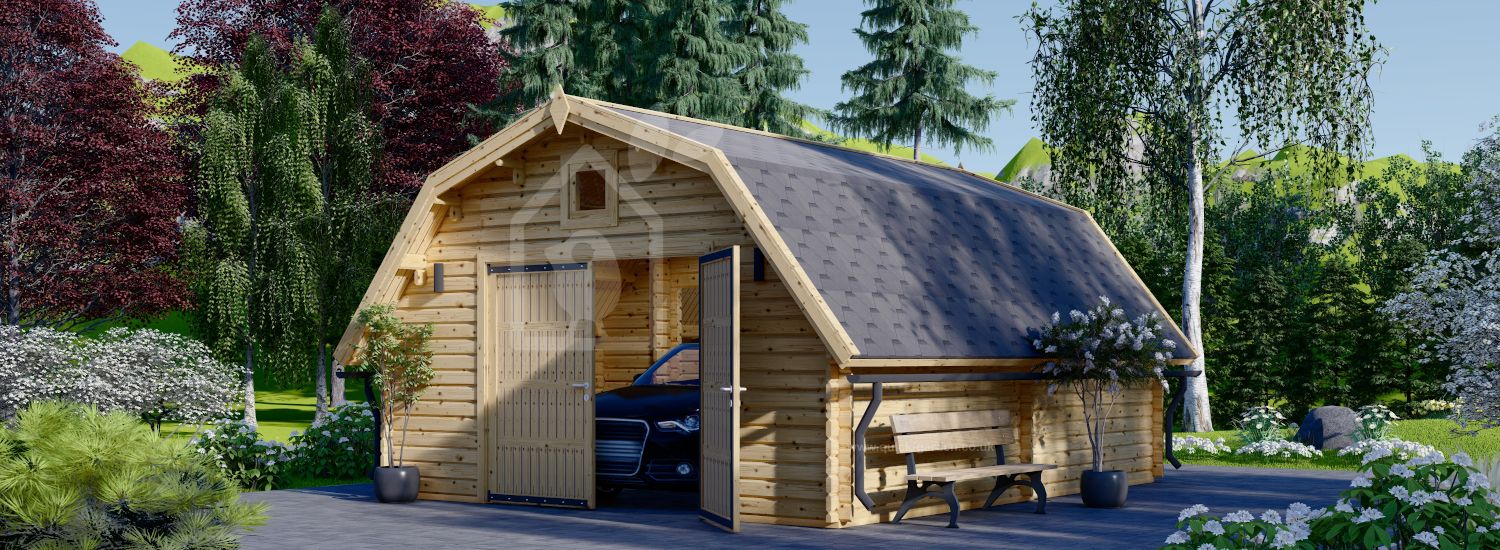Garaż drewniany BARN (44 mm), 5x6 m, 30 m² visualization 1