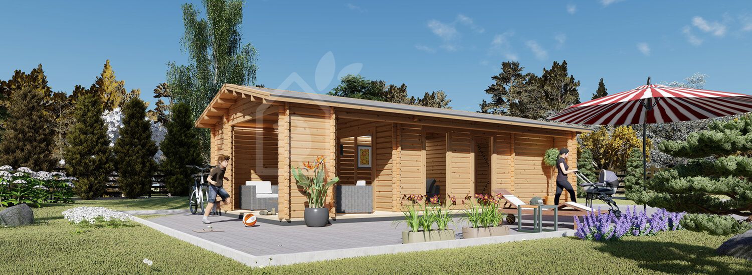Domek letniskowy drewniany ANNA (44 mm) 20 m² - z tarasem 16 m² visualization 1