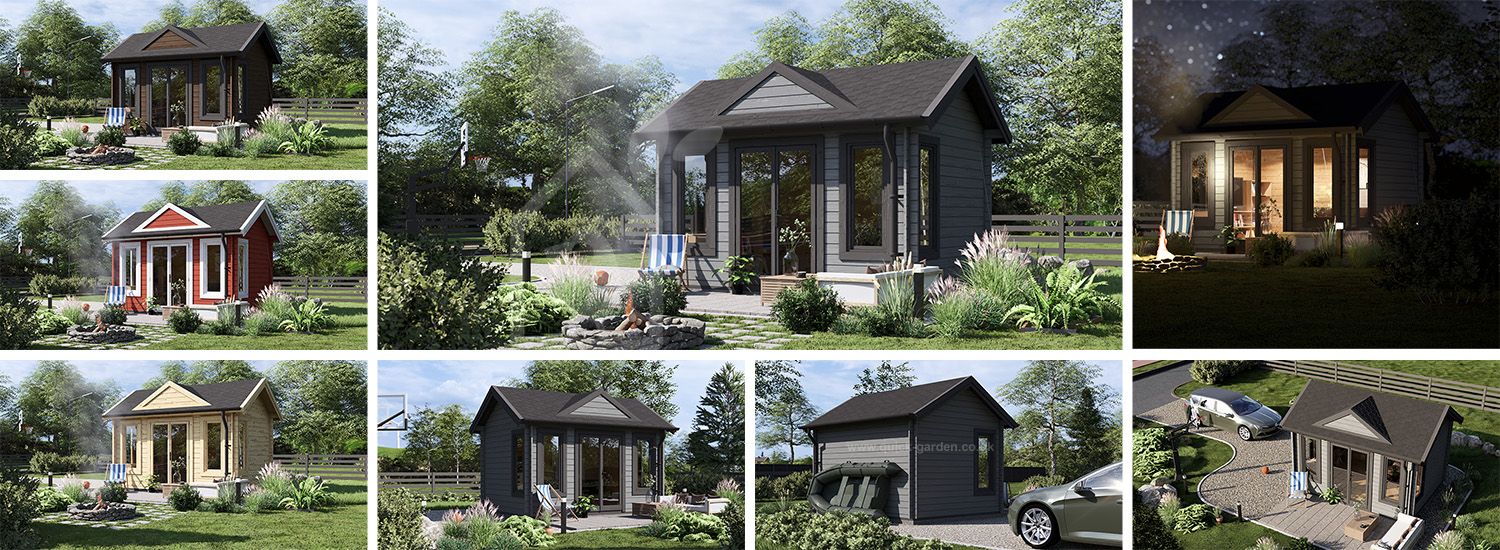 Domek ogrodowy drewniany CLOCKHOUSE (34 mm), 4x3 m, 12 m² visualization 1