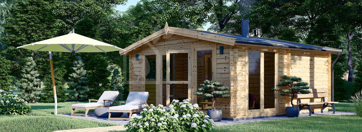 Sauna ogrodowa zewnętrzna ELDA (44 mm), 5x5 m, 25 m² (3 pomieszczenia) visualization 1