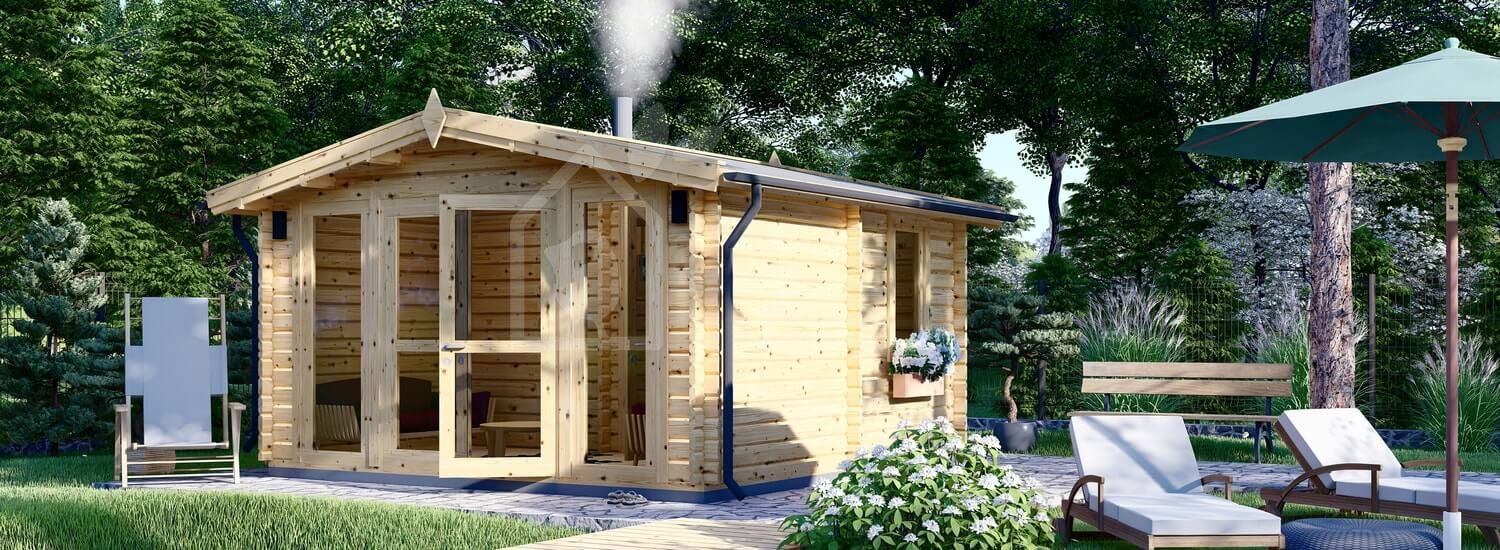 Sauna ogrodowa zewnętrzna ELDA (44 mm), 4x4 m, 16 m² (3 pomieszczenia) visualization 1