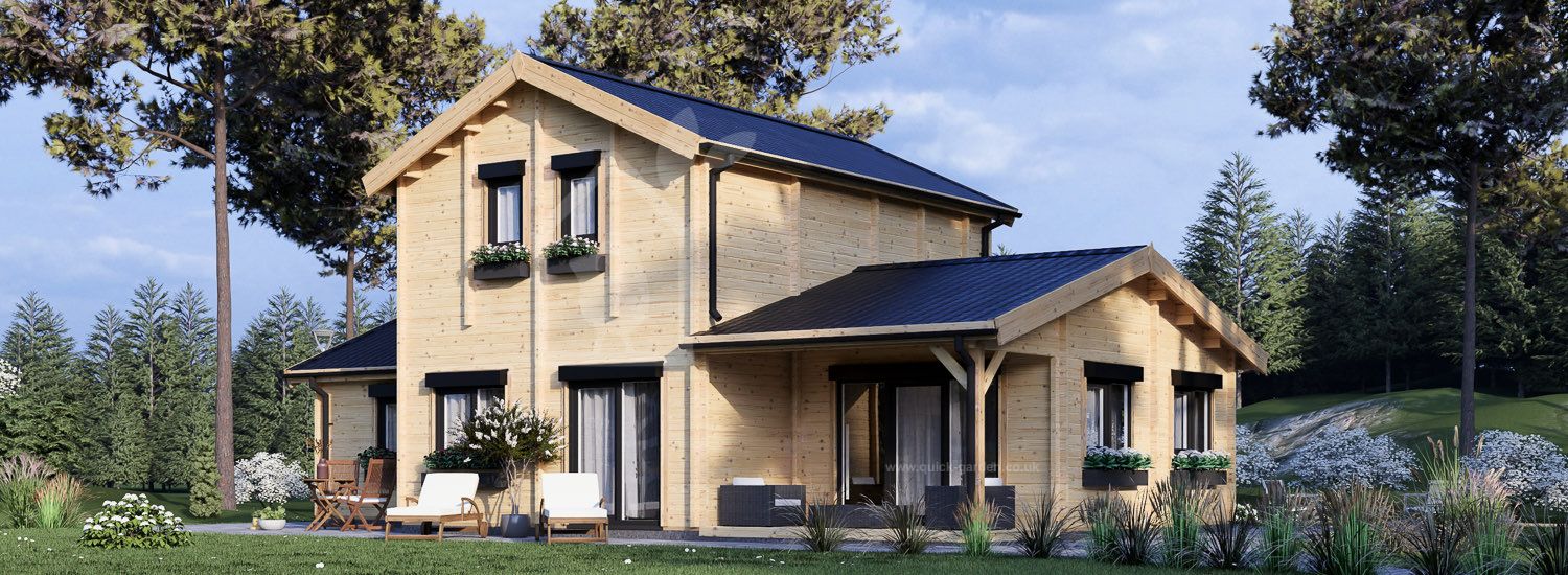 Dom drewniany letniskowy HOLLAND S (66 mm), 113 m² - z tarasem 16 m² visualization 1