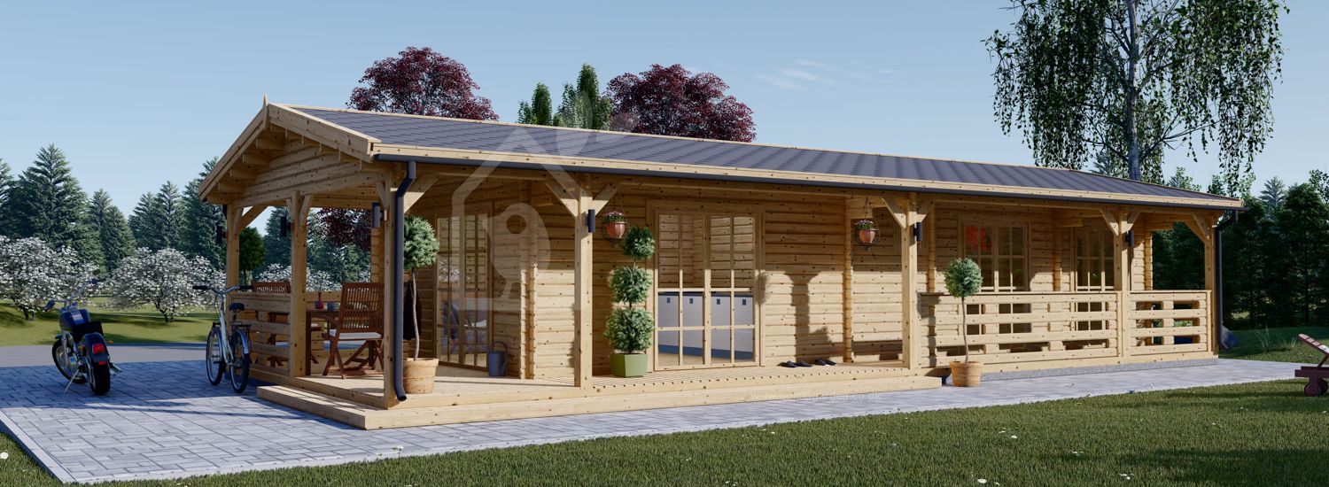 Dom drewniany letniskowy TOSCANA (44 mm), 53 m² - z tarasem 29 m² visualization 1
