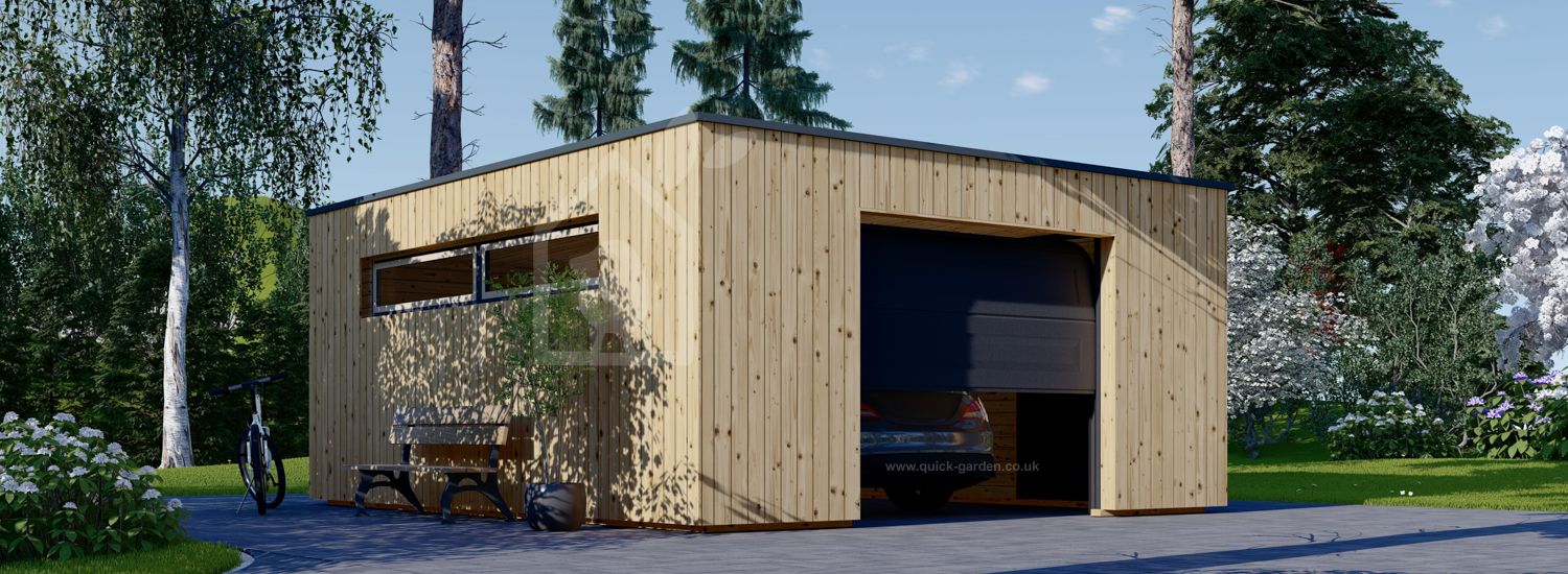 Garaż drewniany SILVIA F (34 mm + elewacja), 5x6 m, 30 m² visualization 1