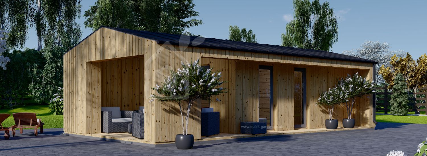 Domek letniskowy drewniany ANNA Modern (34 mm + elewacja, z izolacją), 20 m² - z tarasem 16 m² visualization 1