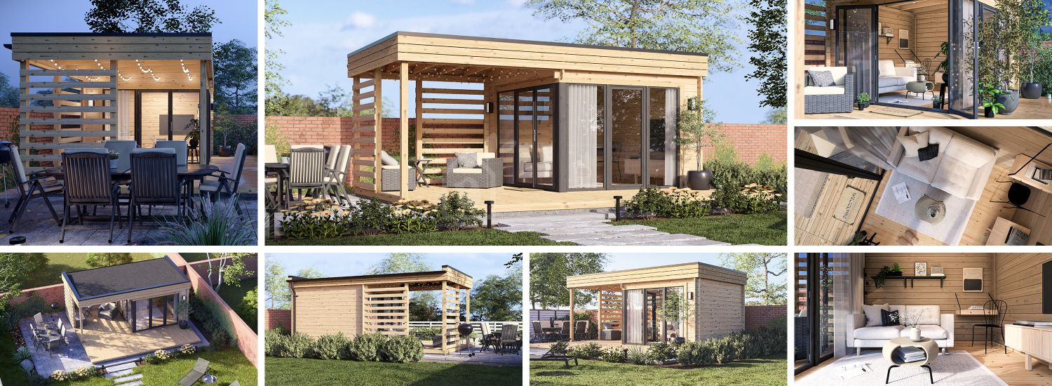 Domek ogrodowy drewniany IDA (34 mm), 6x3 m, 8 m² visualization 1