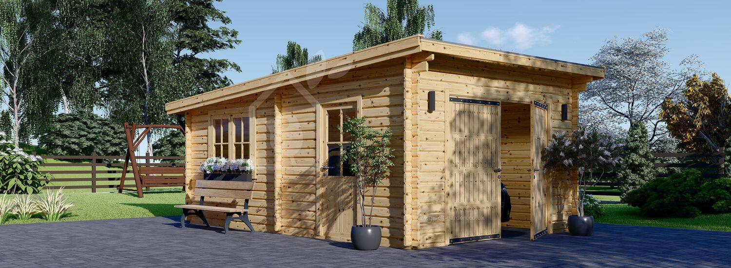 Garaż drewniany MODERN (44 mm), 4x6 m, 24 m² visualization 1