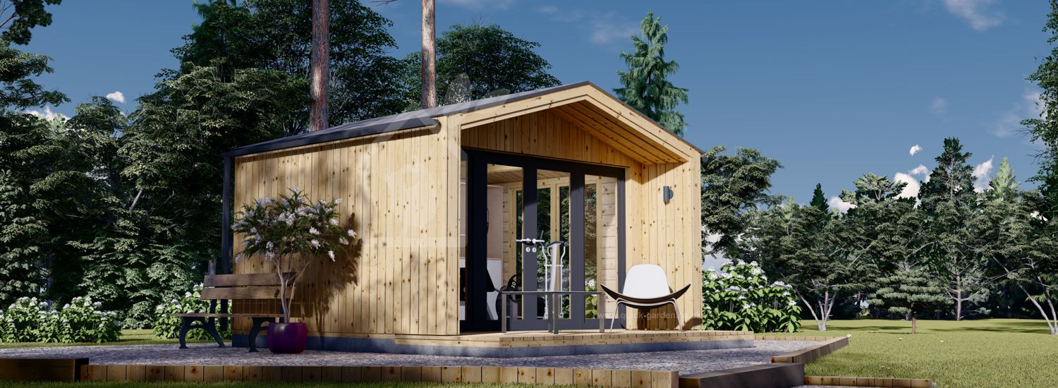 Domek ogrodowy drewniany PIA (34 mm + elewacja), 4x3 m, 12 m² visualization 1